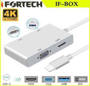 تبدیل IFORTECH 4K TYPE-C TO 4 in 1 IF-BOX
HDMI/VGA/DVI/USB3.0