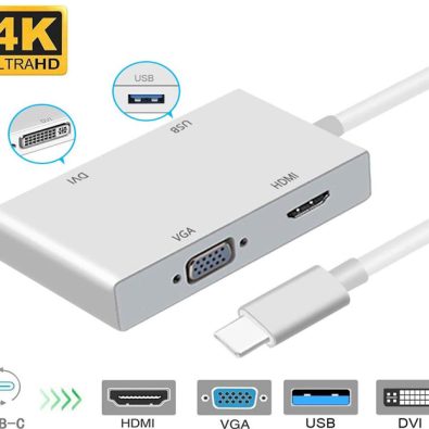 تبدیل IFORTECH 4K TYPE-C TO 4 in 1 IF-BOX HDMI/VGA/DVI/USB3.0
