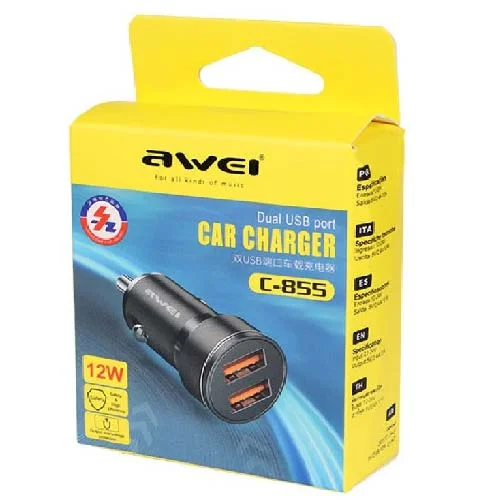 شارژر فندکی اوی AWEI C-855 2U 12W - Image 2